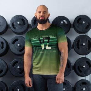 VZ Give Your Best Men's Green Pattern Athletic Tee