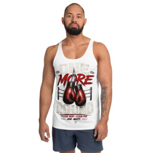 One More Round Boxing Gloves White Tank Top