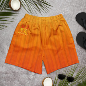VZ Men's Orange Pattern Athletic Long Shorts
