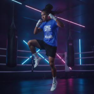 Women's Blue One More Round Boxer Cotton Tee