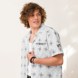 VZ Men's White Grey Pattern Button Shirt