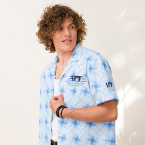 VZ Men's Light Blue Pattern Button Shirt