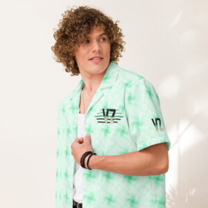 VZ Men's Light Green Pattern Button Shirt