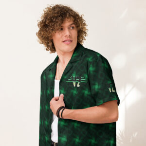VZ Men's Dark Green Pattern Button Shirt
