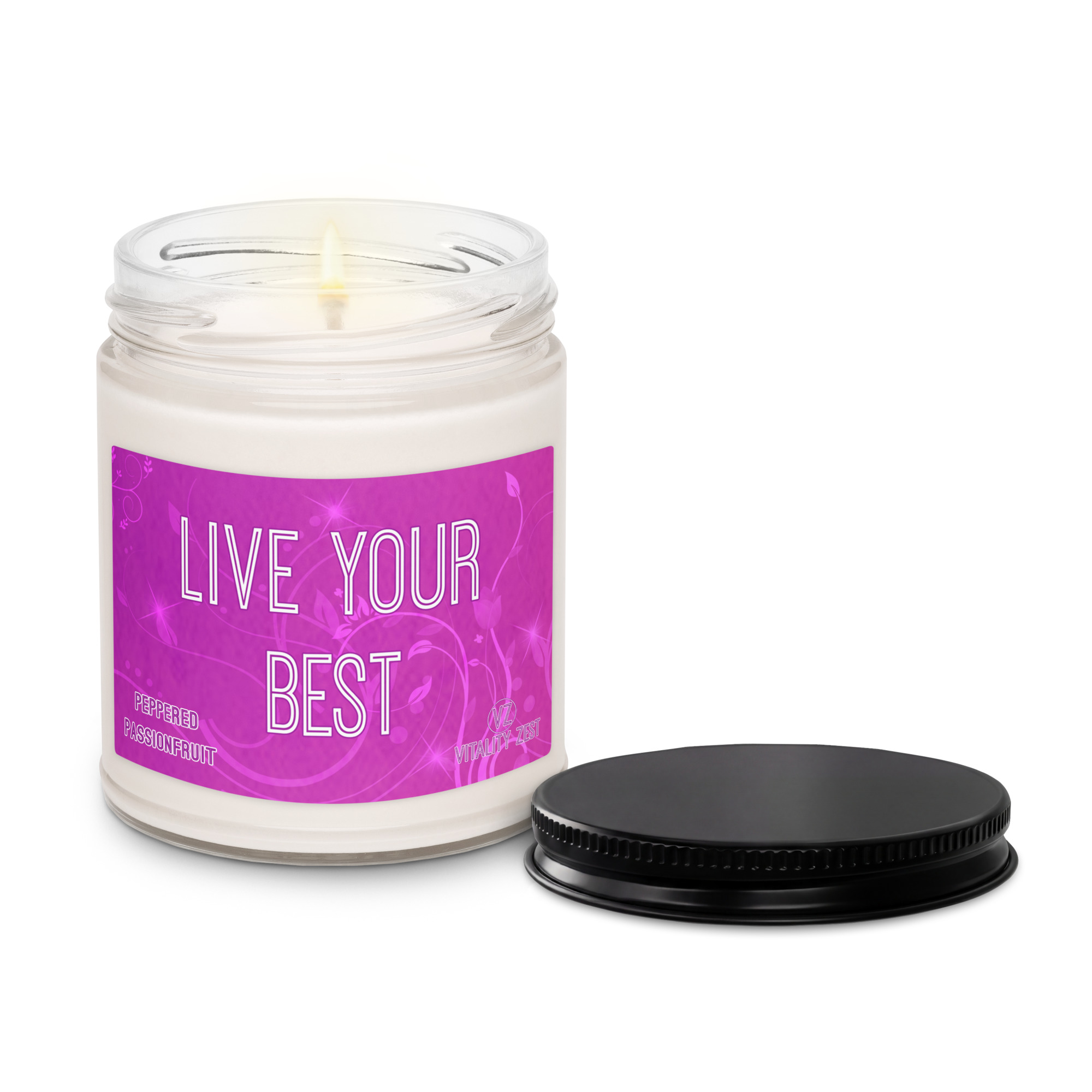 live your best vitality zest passion fruit scented candle for a yoga and meditation routine