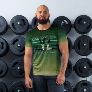 VZ Give Your Best Men's Green Pattern Athletic Tee