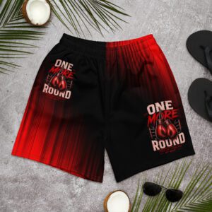 One More Round Men's Red Black Athletic Long Shorts