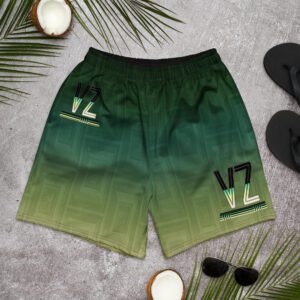 VZ Men's Green Pattern Athletic Long Shorts