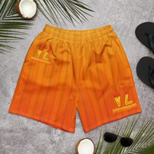 VZ Men's Orange Pattern Athletic Long Shorts
