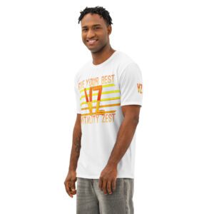 VZ Men’s White Orange Cotton Crew T-Shirt