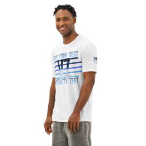 VZ Men’s White Blue Cotton Crew T-Shirt